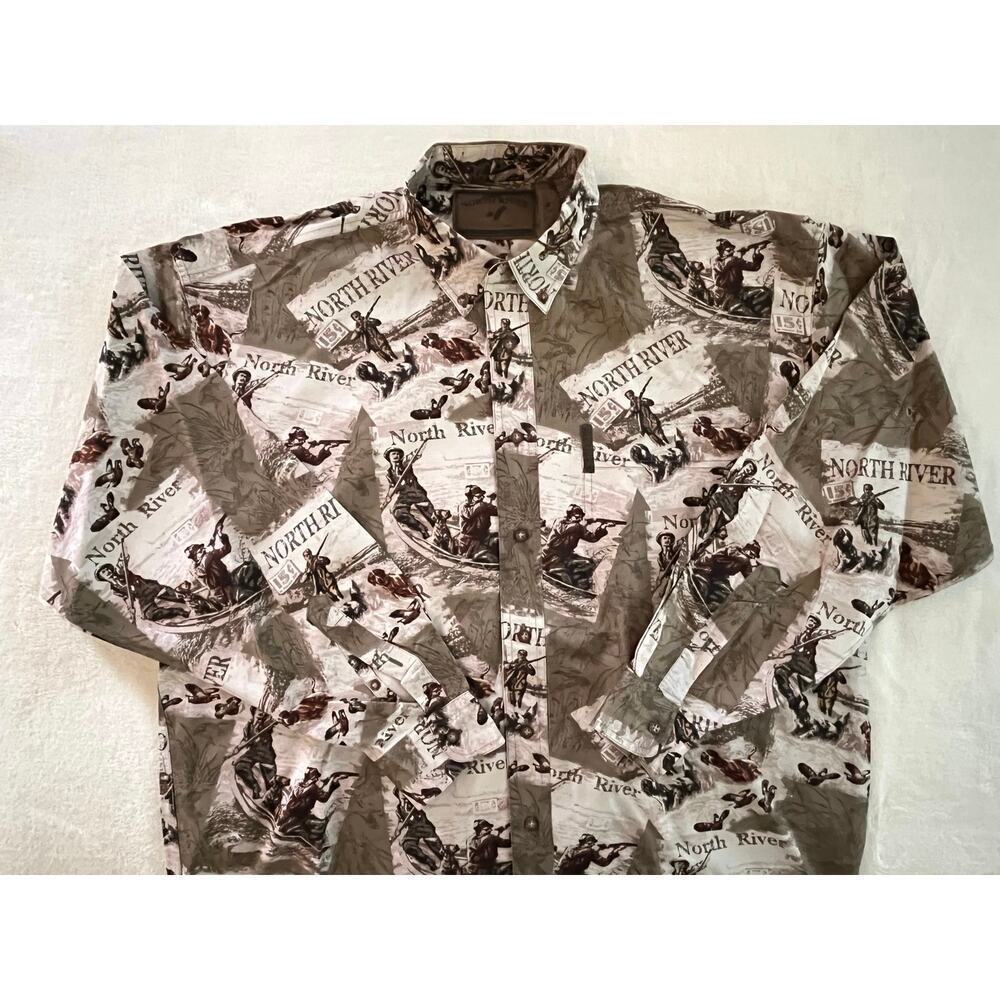 North River Outfitters Bird Dog Duck Hunter AOP Shirt Mens Large
